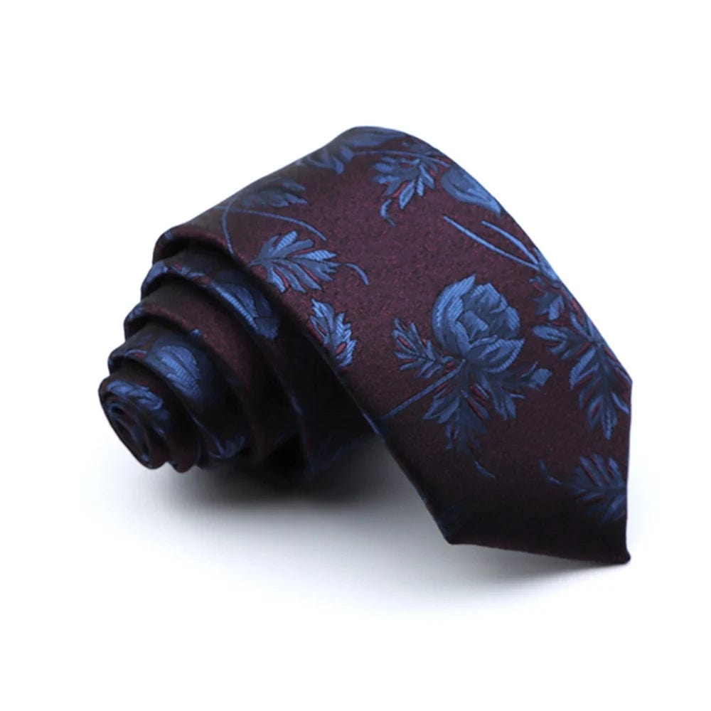 ZONFAZ Floral Feather Luxury Silk Neckties 7cm Width