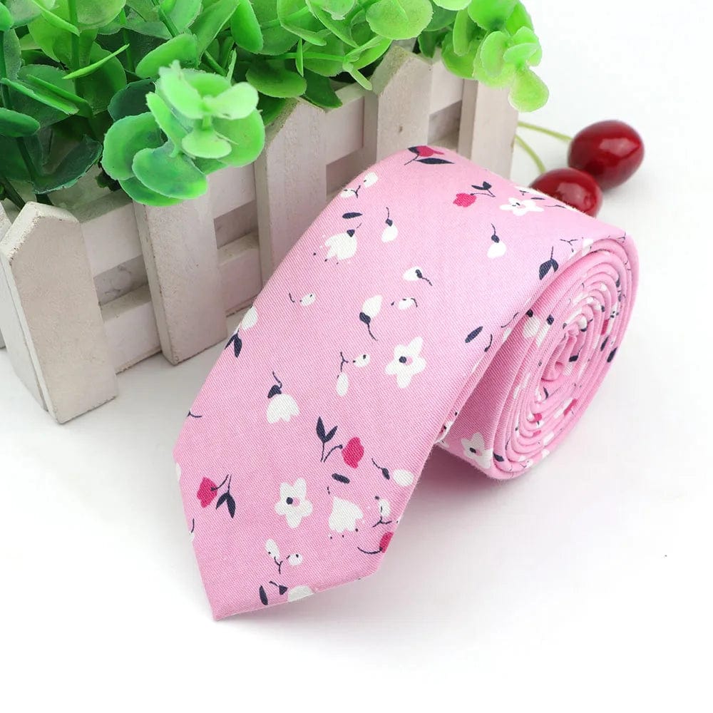 ZONFAZ Floral Necktie for Men Handmade Cotton Skinny Ties 6cm Width