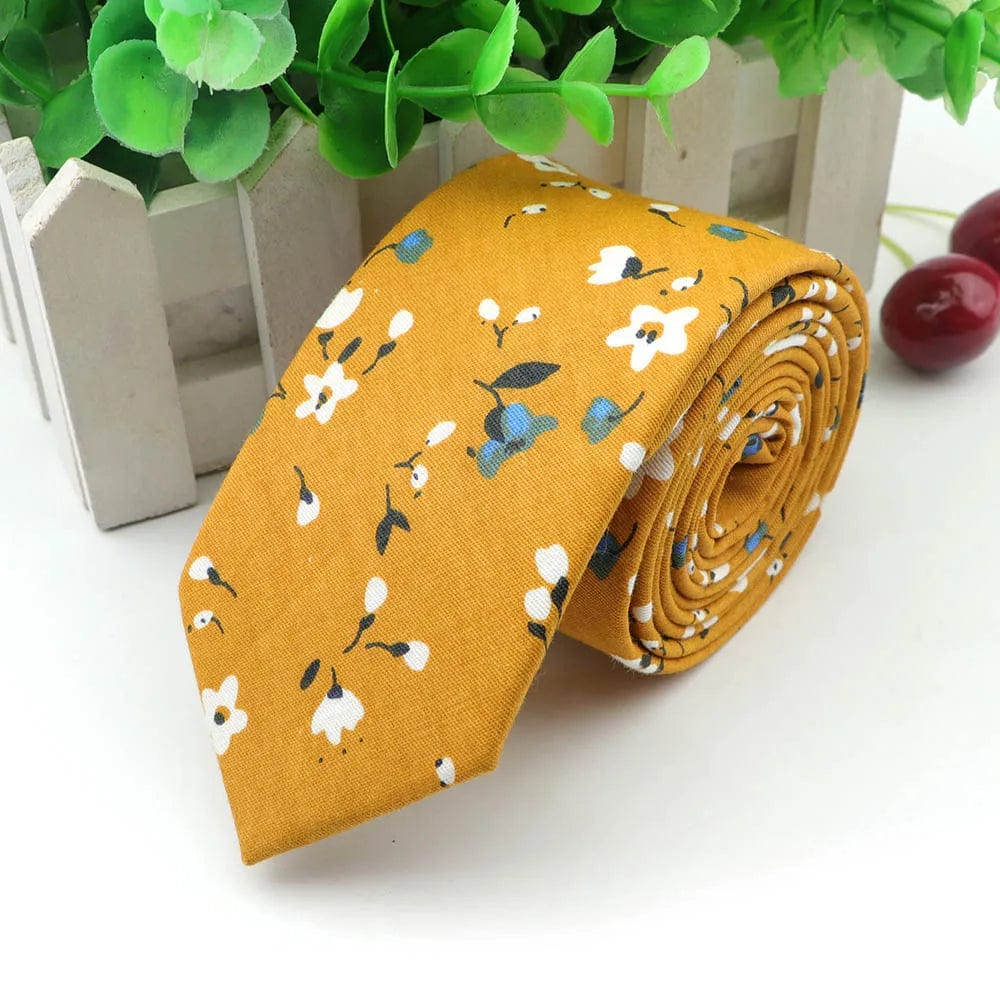 ZONFAZ Floral Necktie for Men Handmade Cotton Skinny Ties 6cm Width