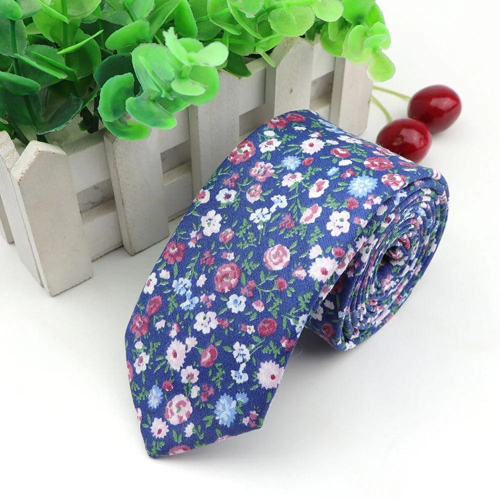 ZONFAZ Floral Necktie for Men Handmade Cotton Skinny Ties 6cm Width