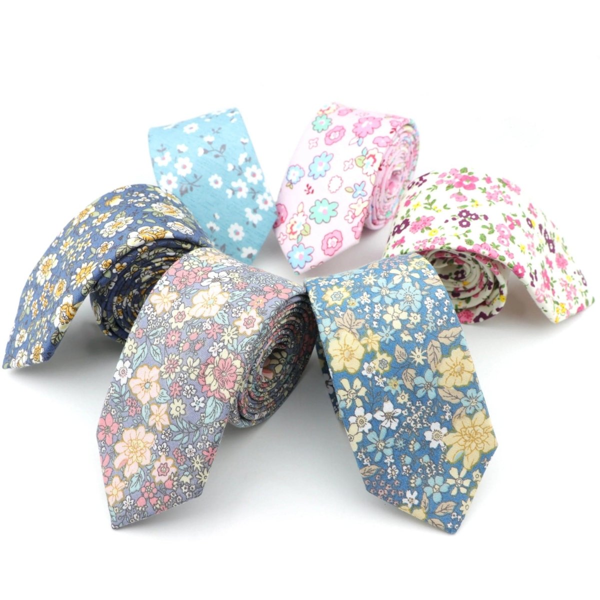 ZONFAZ Floral Necktie for Men Handmade Cotton Skinny Ties 6cm Width