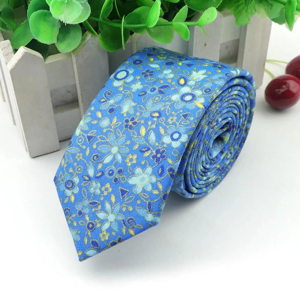 ZONFAZ Floral Necktie for Men Handmade Cotton Skinny Ties 6cm Width