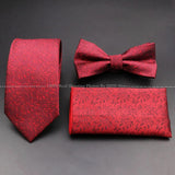 ZONFAZ Floral Silk Tie Bowtie Pocket Square Set