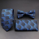 ZONFAZ Floral Silk Tie Bowtie Pocket Square Set