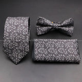 ZONFAZ Floral Silk Tie Bowtie Pocket Square Set