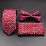 ZONFAZ Floral Silk Tie Bowtie Pocket Square Set