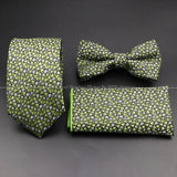 ZONFAZ Floral Silk Tie Bowtie Pocket Square Set