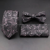 ZONFAZ Floral Silk Tie Bowtie Pocket Square Set