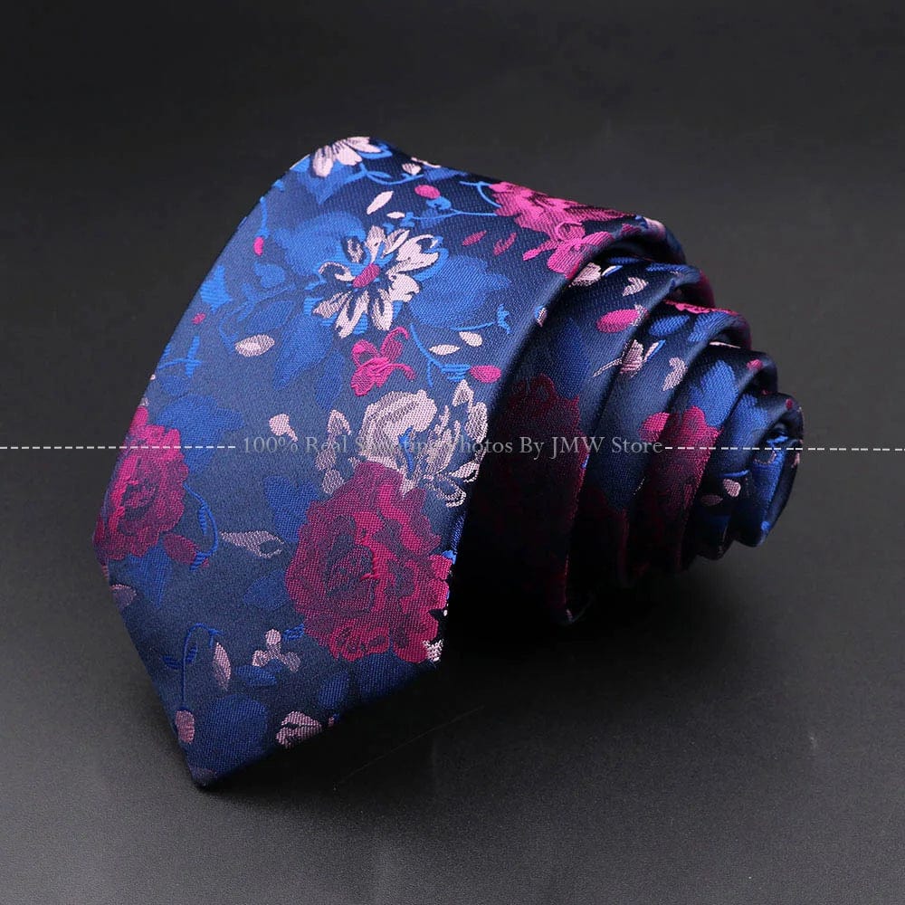 ZONFAZ Floral Skinny Silk Neckties 7cm Width