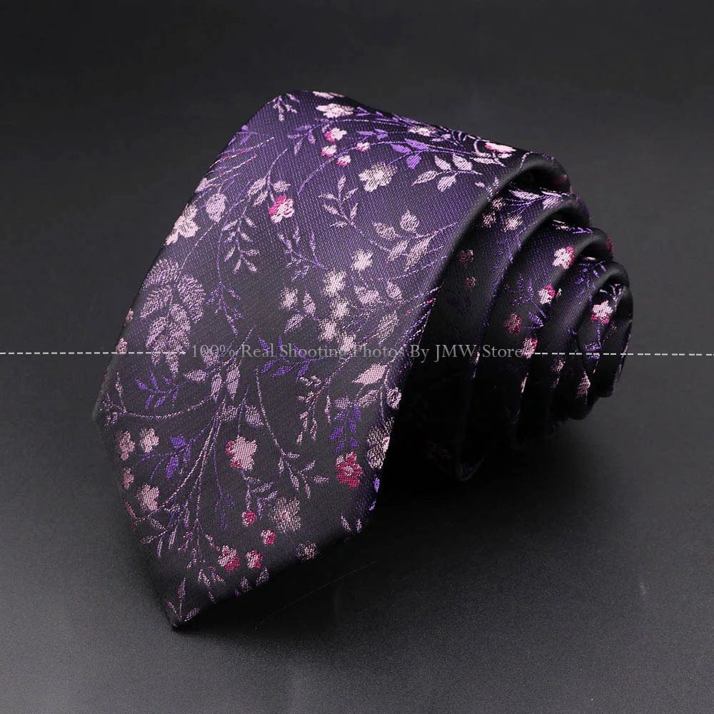 ZONFAZ Floral Skinny Silk Neckties 7cm Width