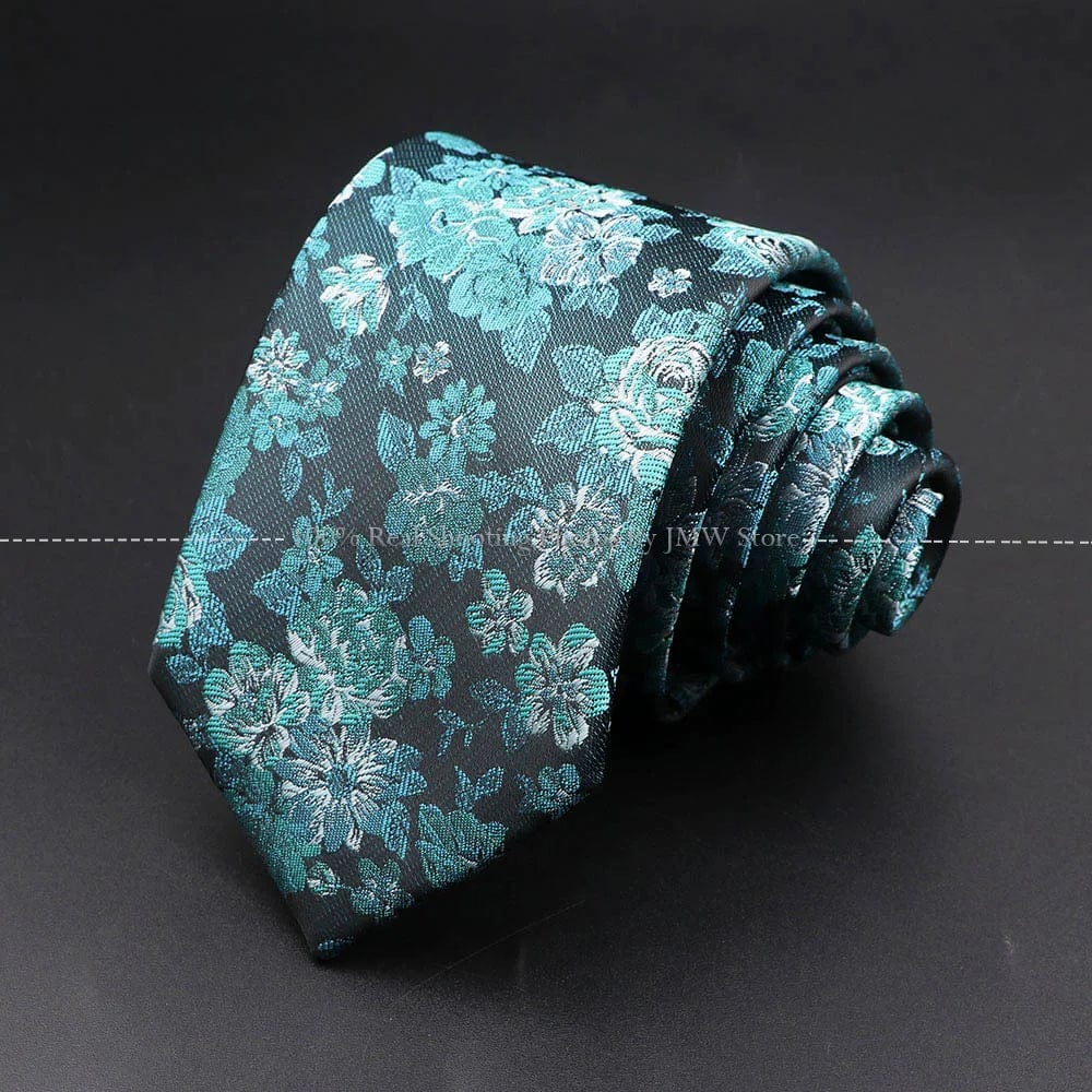 ZONFAZ Floral Skinny Silk Neckties 7cm Width