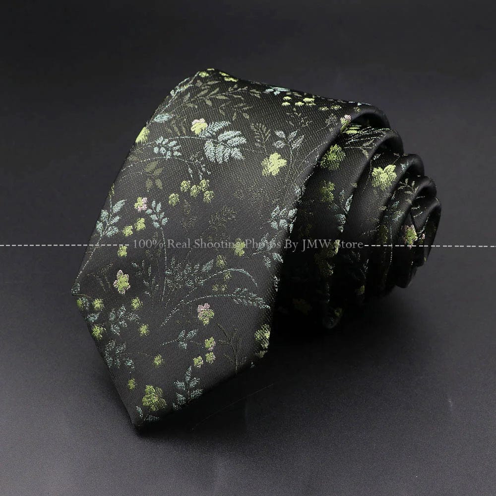 ZONFAZ Floral Skinny Silk Neckties 7cm Width