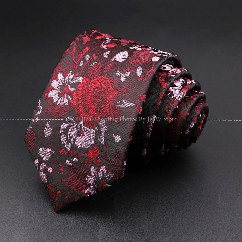 ZONFAZ Floral Skinny Silk Neckties 7cm Width