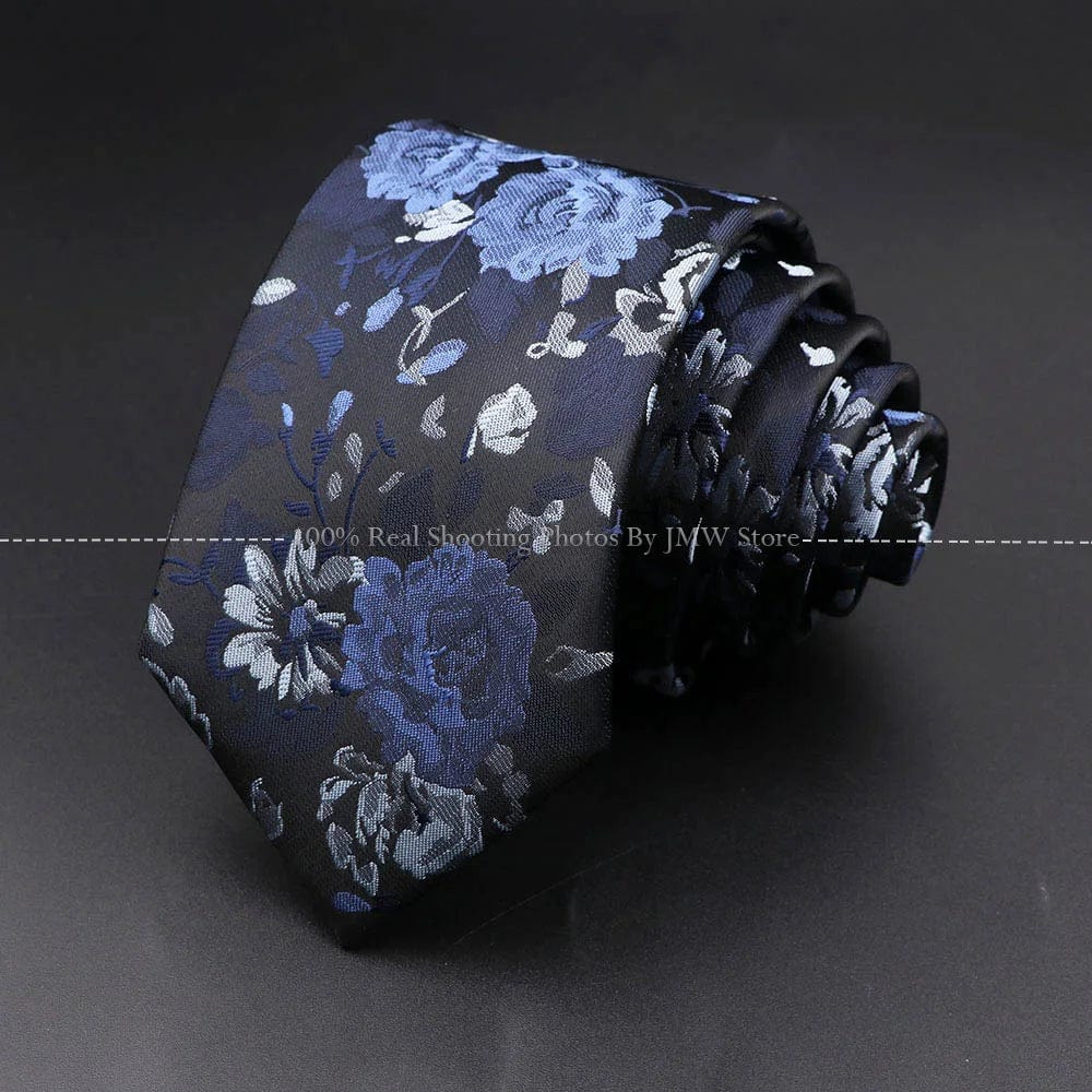 ZONFAZ Floral Skinny Silk Neckties 7cm Width