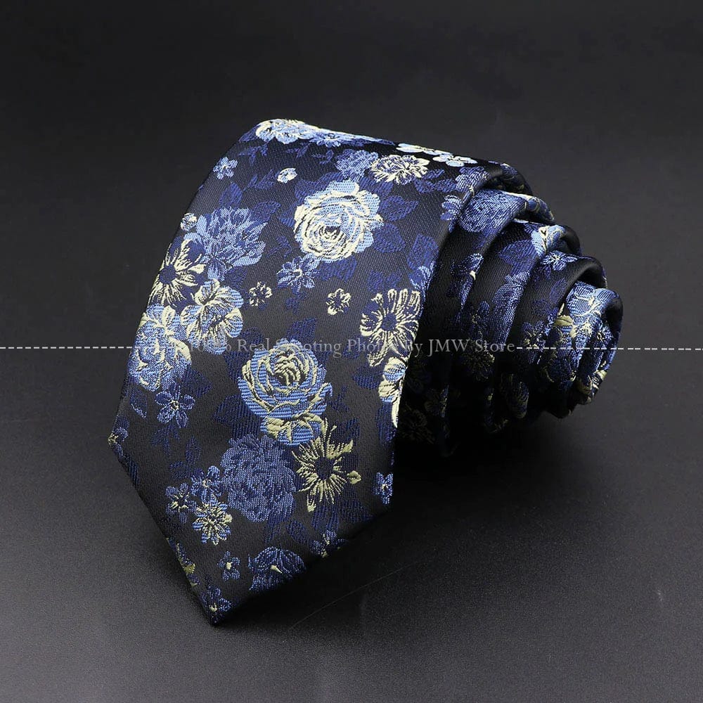 ZONFAZ Floral Skinny Silk Neckties 7cm Width