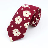 ZONFAZ Floral Ties For Men Skinny Cotton Flower Necktie 6cm Width