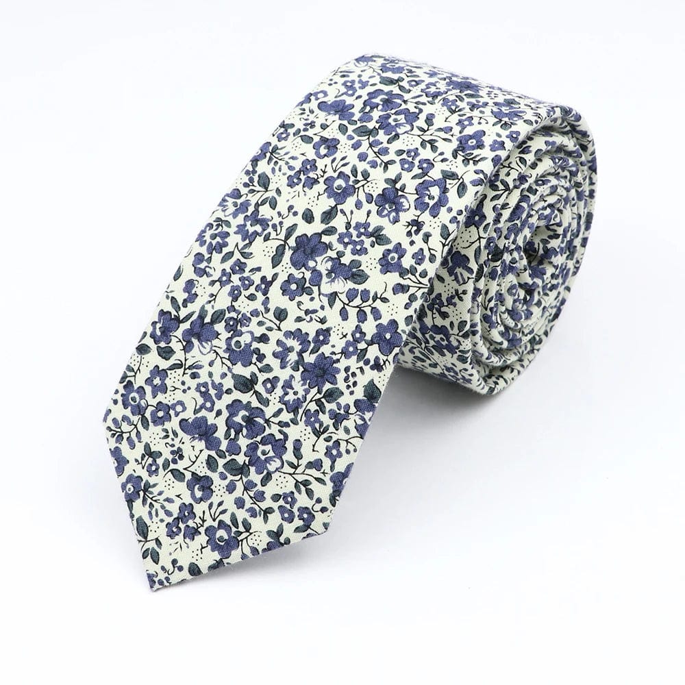 ZONFAZ Floral Ties For Men Skinny Cotton Flower Necktie 6cm Width