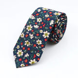 ZONFAZ Floral Ties For Men Skinny Cotton Flower Necktie 6cm Width