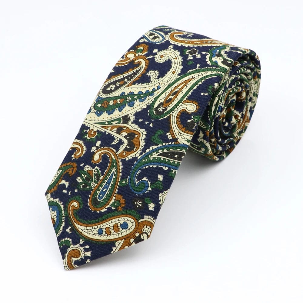 ZONFAZ Floral Ties For Men Skinny Cotton Flower Necktie 6cm Width