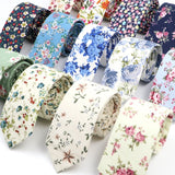 ZONFAZ Floral Ties For Men Skinny Cotton Flower Necktie 6cm Width