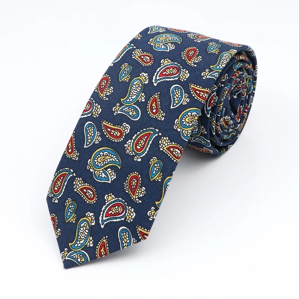 ZONFAZ Floral Ties For Men Skinny Cotton Flower Necktie 6cm Width