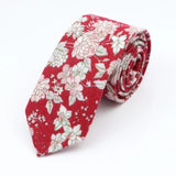 ZONFAZ Floral Ties For Men Skinny Cotton Flower Necktie 6cm Width