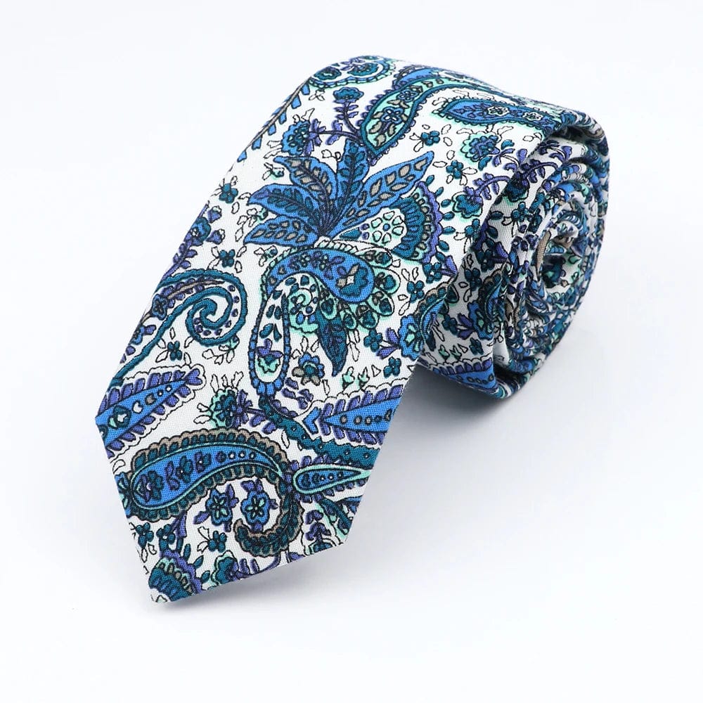 ZONFAZ Floral Ties For Men Skinny Cotton Flower Necktie 6cm Width