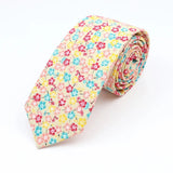 ZONFAZ Floral Ties For Men Skinny Cotton Flower Necktie 6cm Width