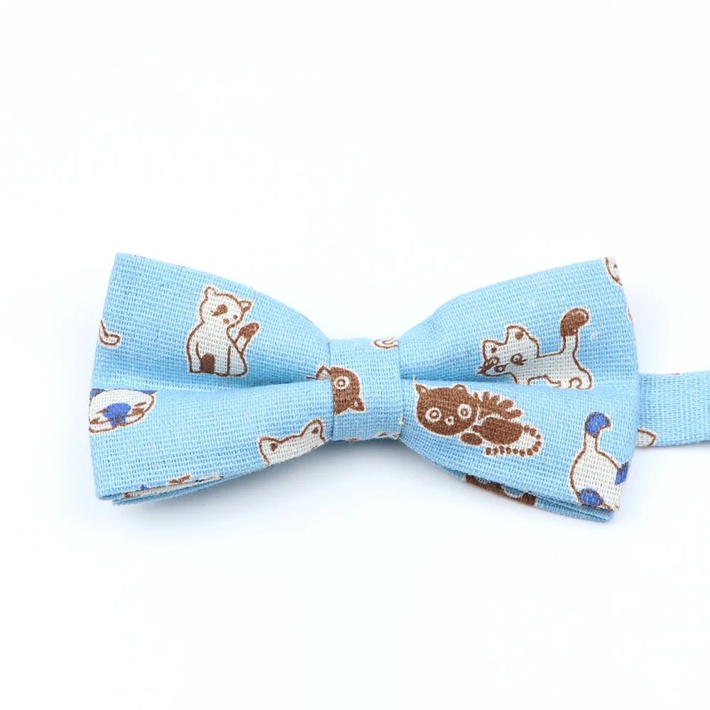 ZONFAZ Funny Cute Linen Cartoon Kids Bowtie Animals Printed Boy Butterfly Bow Ties