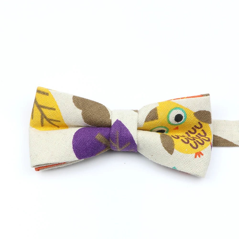 ZONFAZ Funny Cute Linen Cartoon Kids Bowtie Animals Printed Boy Butterfly Bow Ties