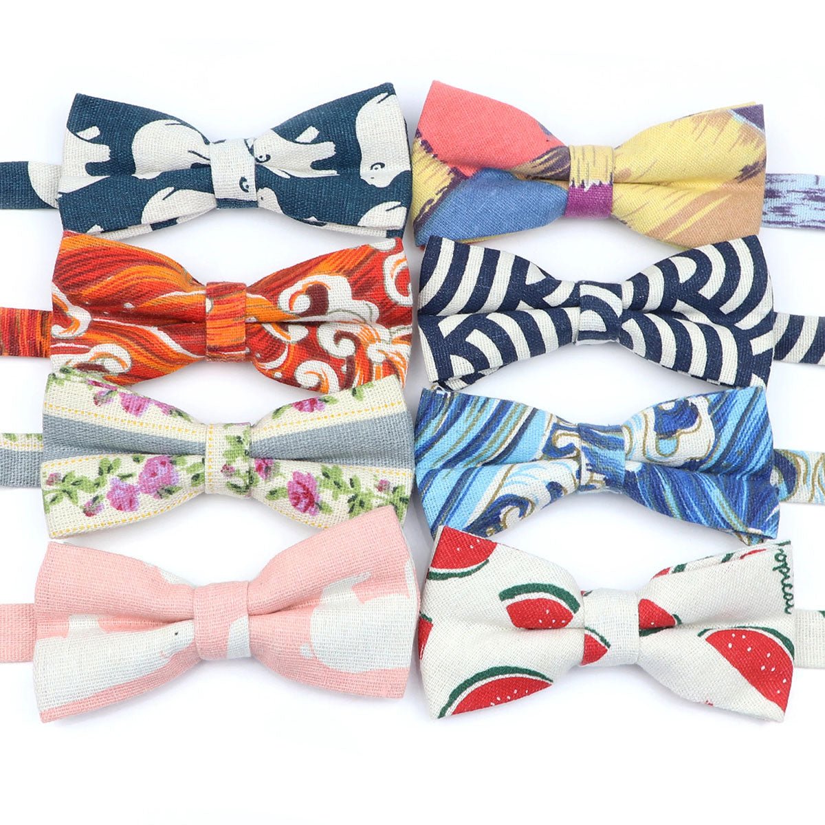 ZONFAZ Funny Cute Linen Cartoon Kids Bowtie Animals Printed Boy Butterfly Bow Ties