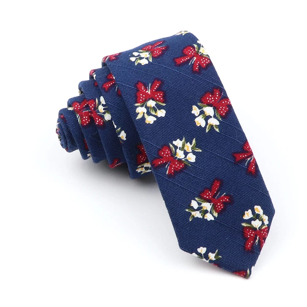 ZONFAZ Funny Skinny Linen Printed Ties 5cm Width