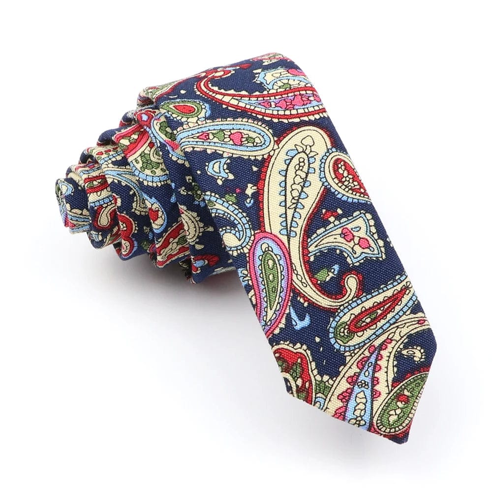 ZONFAZ Funny Skinny Linen Printed Ties 5cm Width