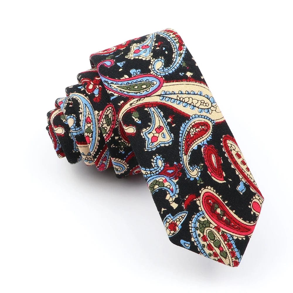 ZONFAZ Funny Skinny Linen Printed Ties 5cm Width