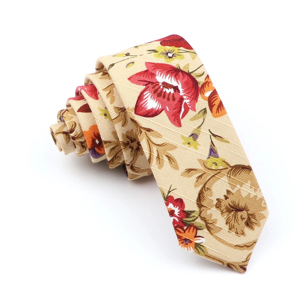 ZONFAZ Funny Skinny Linen Printed Ties 5cm Width