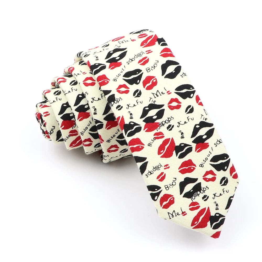 ZONFAZ Funny Skinny Linen Printed Ties 5cm Width