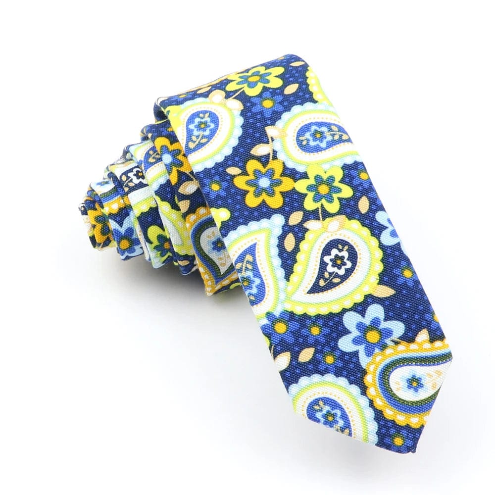 ZONFAZ Funny Skinny Linen Printed Ties 5cm Width