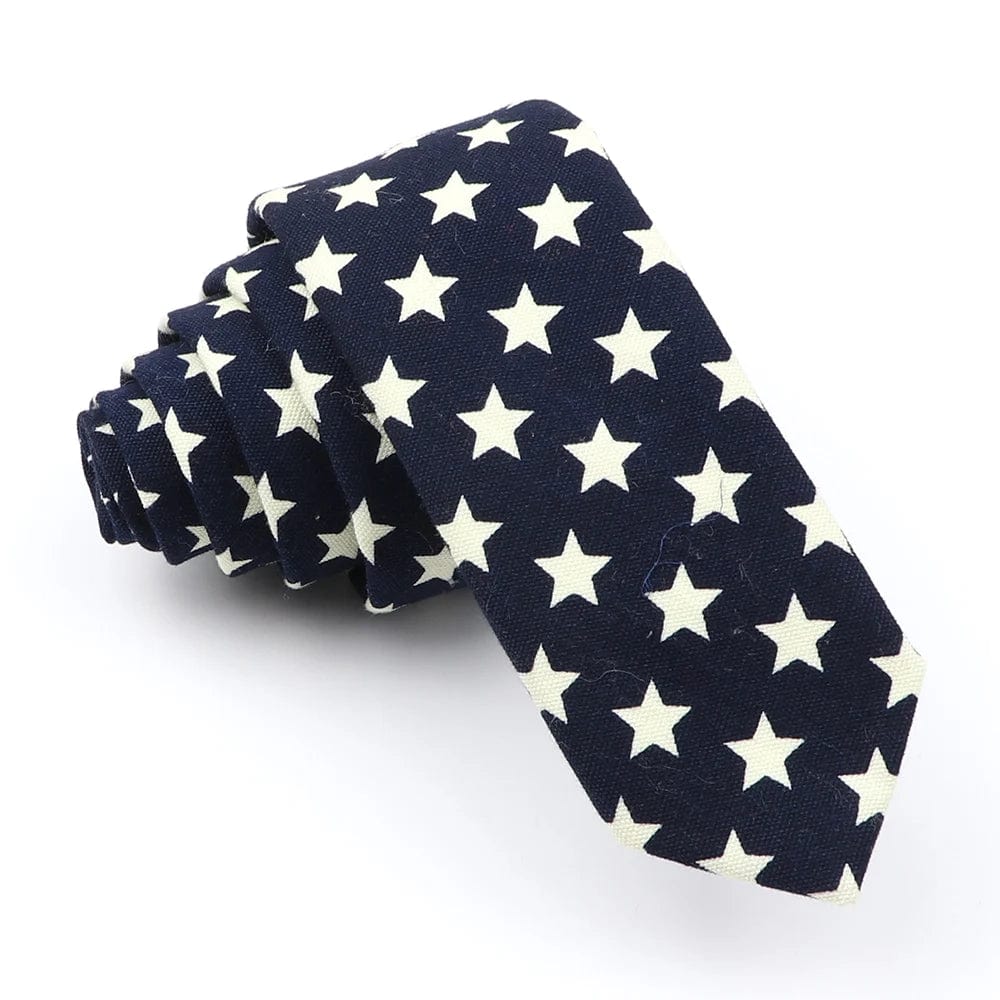 ZONFAZ Funny Skinny Linen Printed Ties 5cm Width