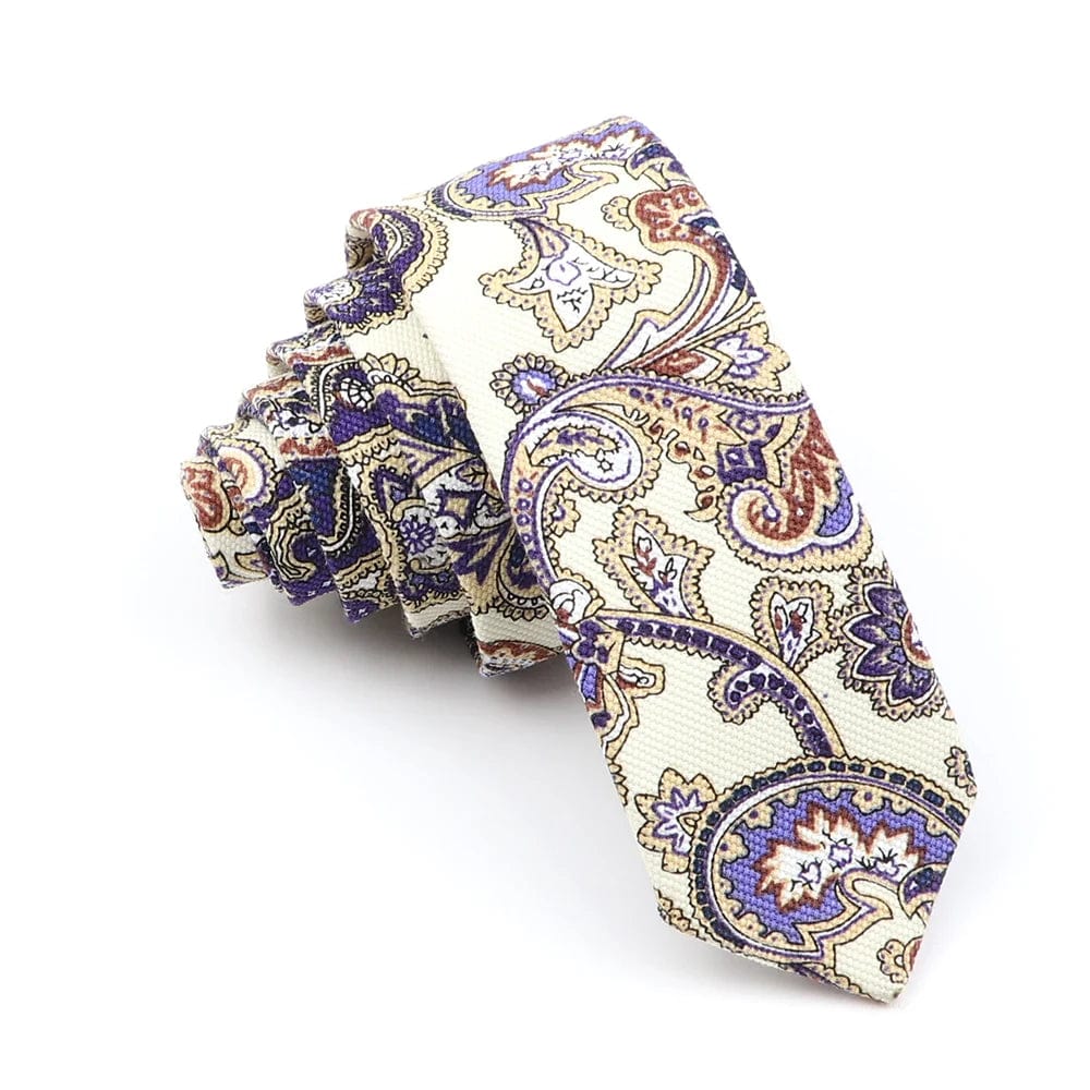 ZONFAZ Funny Skinny Linen Printed Ties 5cm Width