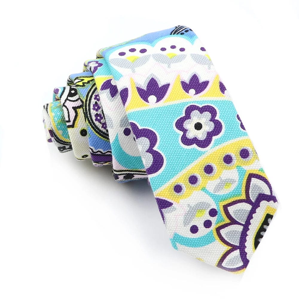 ZONFAZ Funny Skinny Linen Printed Ties 5cm Width