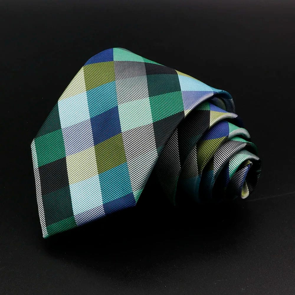 ZONFAZ Green Solid Striped Paisley Flower Necktie