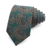 ZONFAZ Green Solid Striped Paisley Flower Necktie