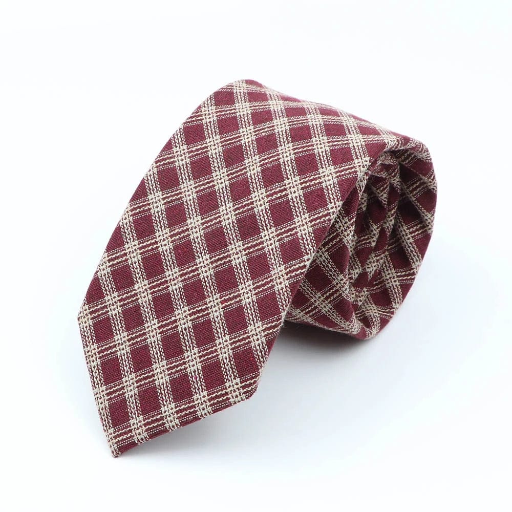 ZONFAZ High Quality Cotton Ties Skinny Striped Plaid Handmade Neckties