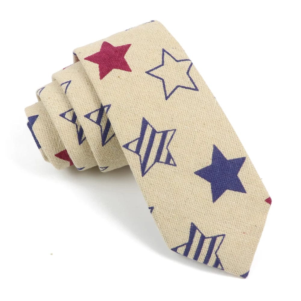 ZONFAZ High Quality Linen Cute Tie For Men Skinny Cartoon Printed Funny Neckties