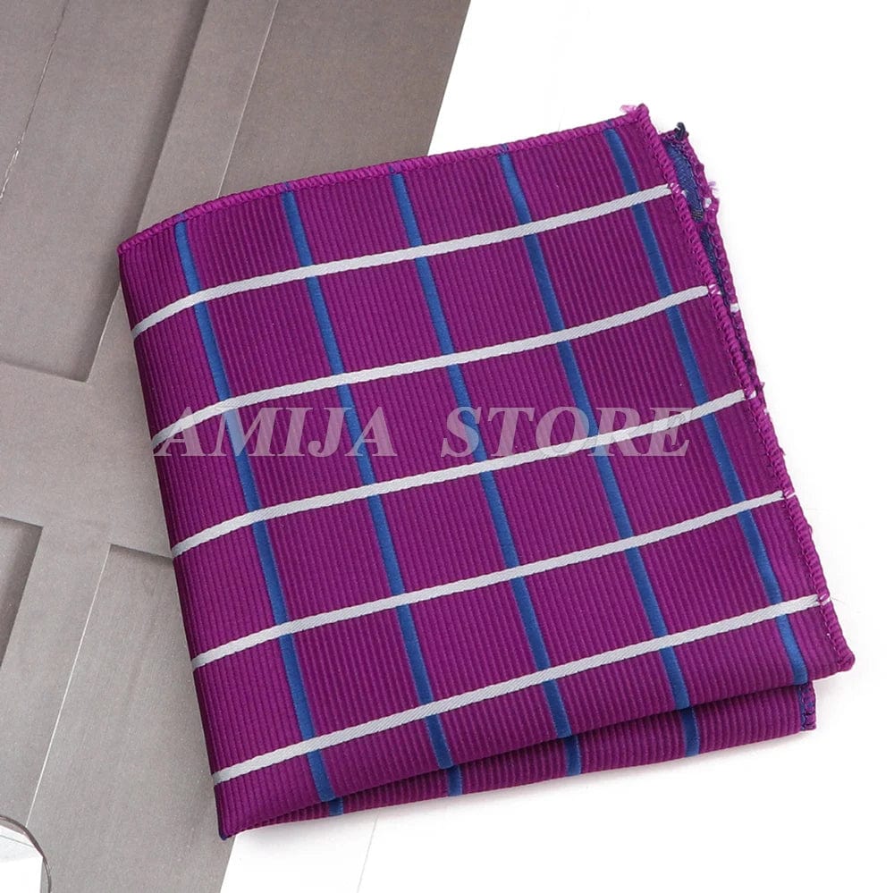 ZONFAZ Jacquard Woven Plaid Pocket Square