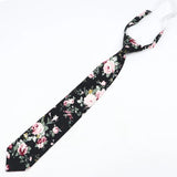 ZONFAZ Kids Cotton Skinny Ties Casual Floral Solid Color Lazy Pre - tied Necktie