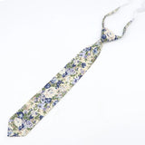 ZONFAZ Kids Cotton Skinny Ties Casual Floral Solid Color Lazy Pre - tied Necktie