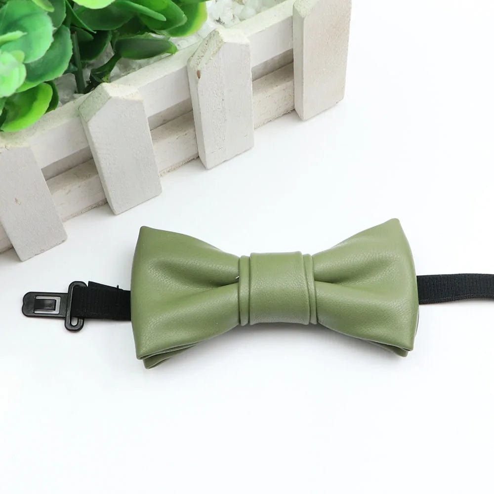 ZONFAZ Kids PU Leather Solid Bow Ties