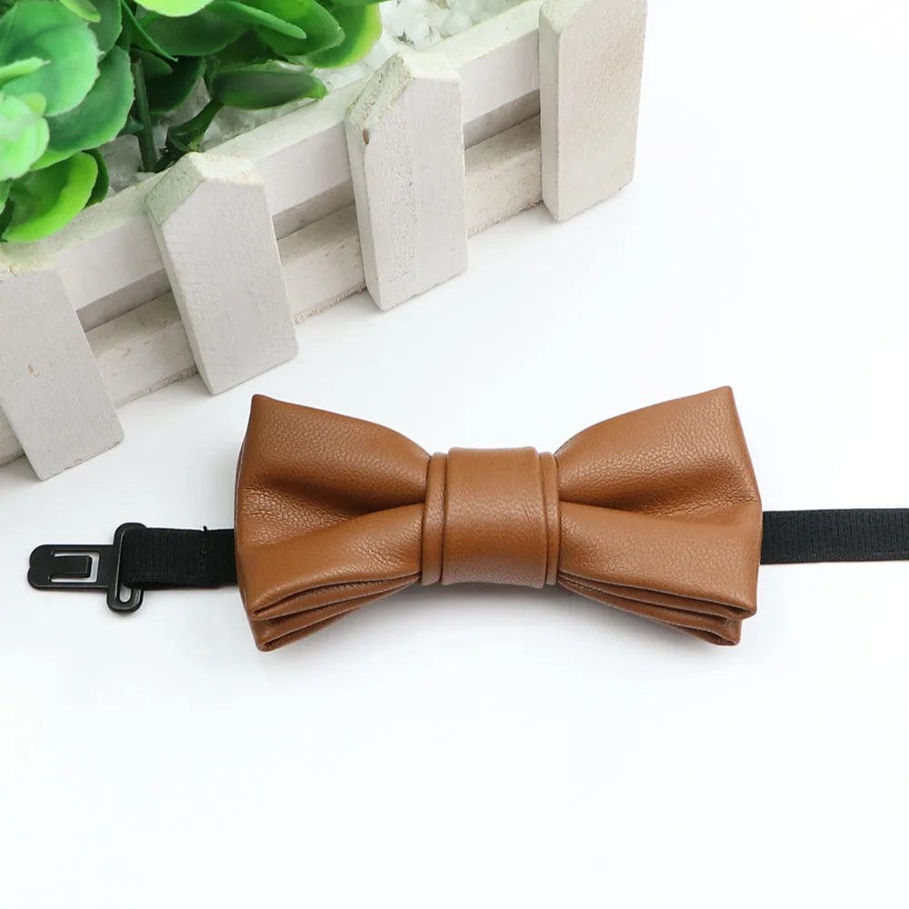 ZONFAZ Kids PU Leather Solid Bow Ties