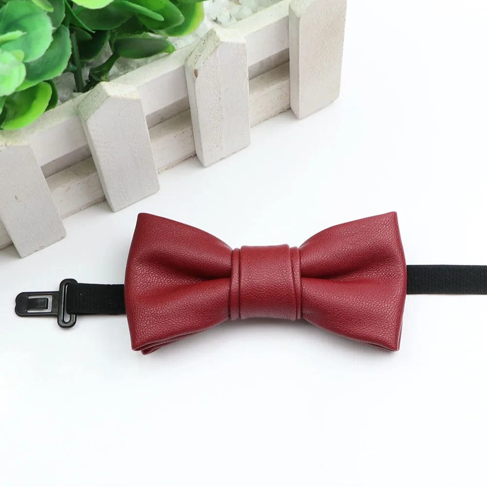 ZONFAZ Kids PU Leather Solid Bow Ties